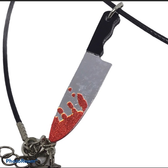 Bloody knife vegan cord necklace horror goth new - Picture 3 of 3